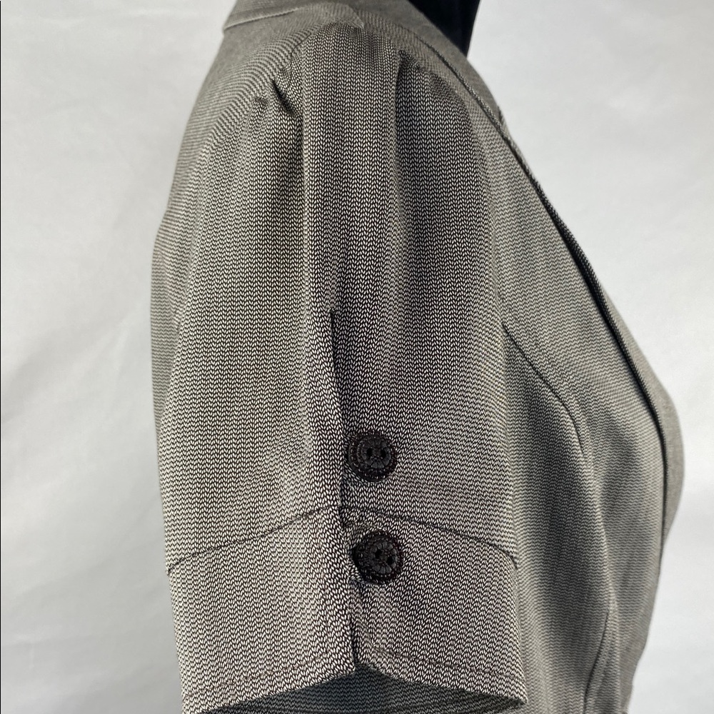 Vintage Y2K Studio Y Brown & White Pleated Short Sleeve Blazer Lace Trim Pockets - Picture 5 of 7